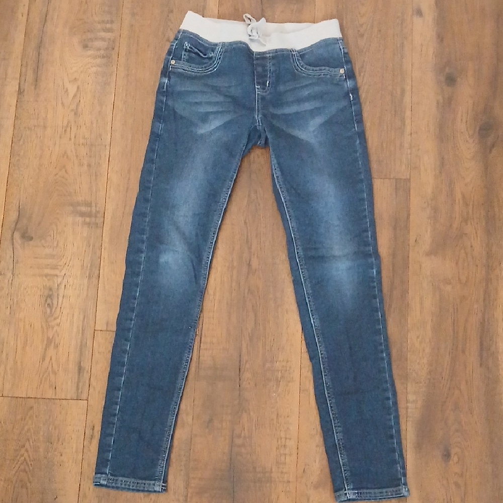 Justice Blue Jeggings with Grey Waistband